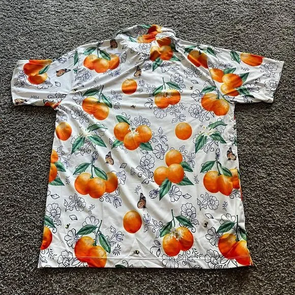 Lofty Llama Awesome Blossom Orange White Golf Polo Shirt Stretch Performance‎ L - Picture 2 of 6